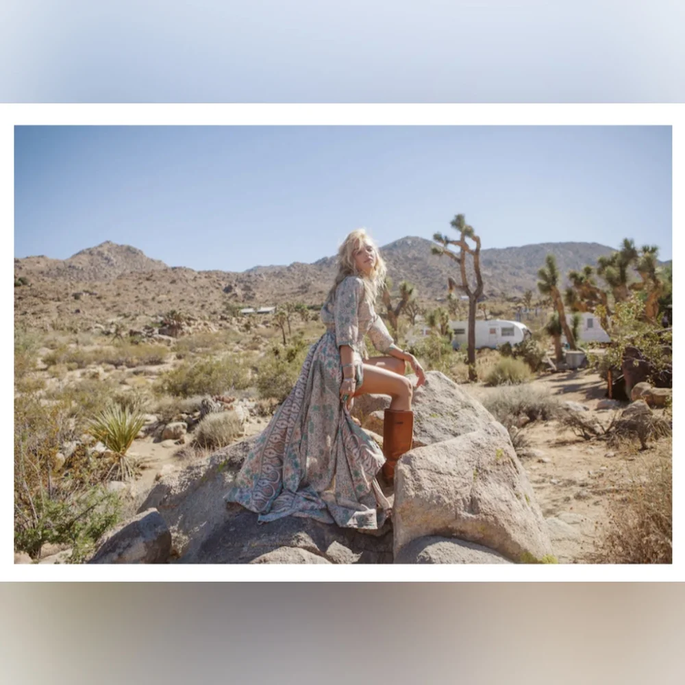 Spell Boho Blossom Gown Maxi Dress Sage Medium Original - Picture 5 of 15